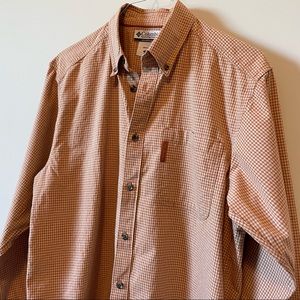 Columbia Mens Orange Casual Button-Down Long-Sleeved Shirt - Medium